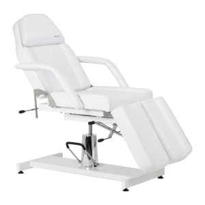 Fotel kosmetyczny hydrauliczny do pedicure Sillon 210 z kołyską i dzielonym podnóżkiem biały