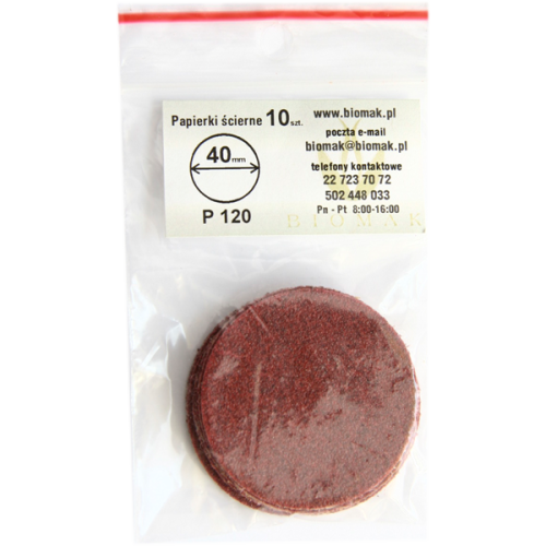 Papierki ścierne do frezarki 40mm P120 Biomak